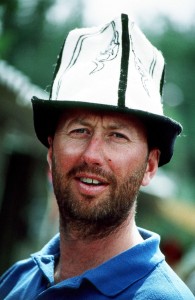 Steve Edes in traditional Kazakh felt hat - Khan Tengri, Krygzstan
