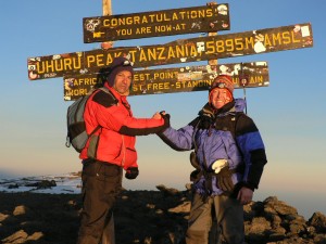 Steve "The Essex Pirate" Lodge and Rob Jones Kilimanjaro summit - 5895m